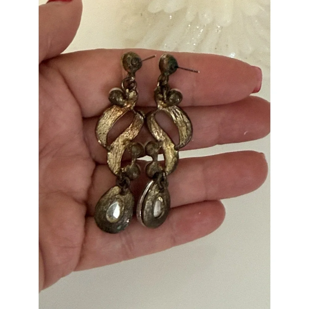 Vintage Clear Crystal Faux Pearl Statement 2.5